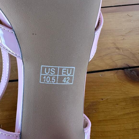 New Wayderns Light Pink Patent Block Heel Slingback Sandals Size 10.5 No Box - Picture 9 of 9